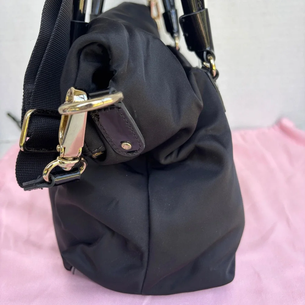 Kate Spade New York Black Nylon Carmen Leather Trim Shoulder Bag Crossbody Purse